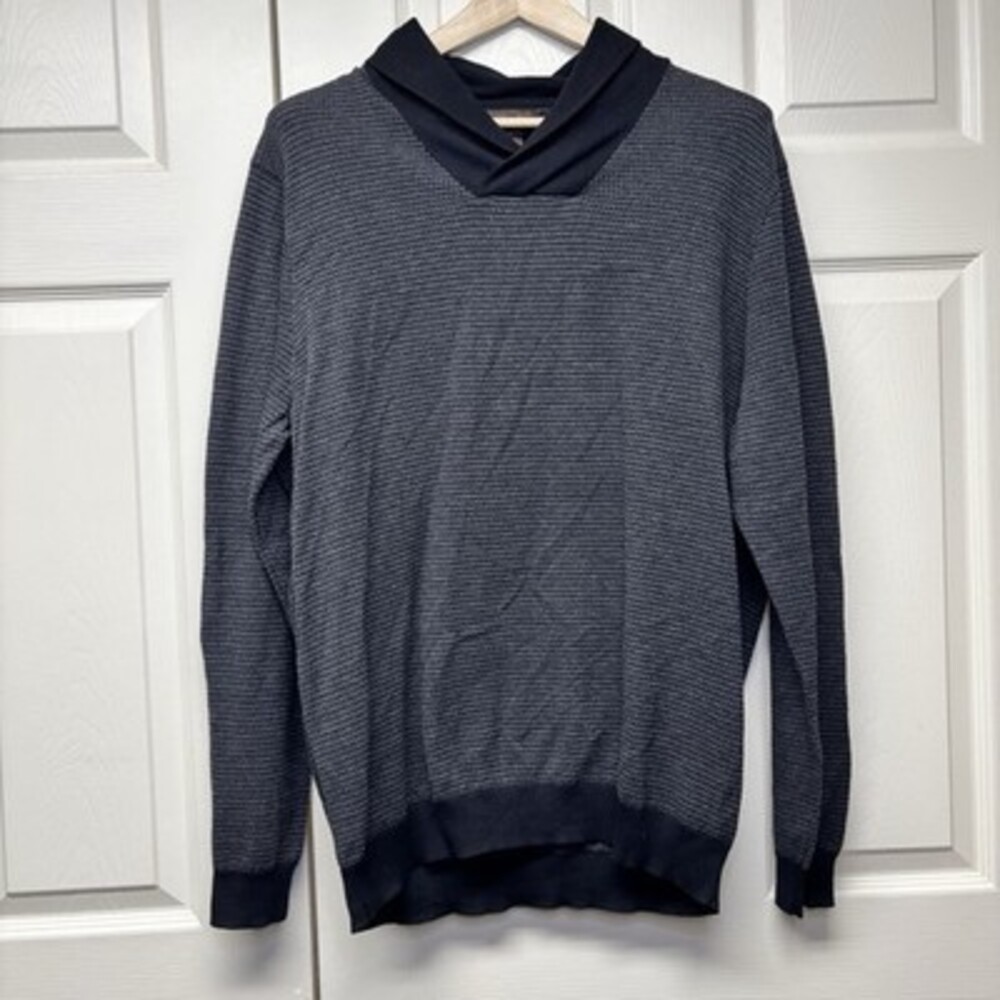 NWT! Tasso Elba Sweater Mens Extra Large XL Long Sleeves Shawl Collar Gray Soft
